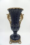 KOBALTOWY WAZON AMFORA BRĄZ+PORCELANA