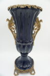 KOBALTOWY WAZON AMFORA BRĄZ+PORCELANA