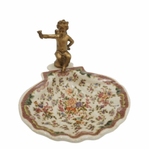 PATERKA POPIELNICZKA MYDELNICZKA PORCELANA Z BRĄZEM - ANIOŁEK