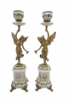 PARA ŚWIECZNIKÓW ANIOŁY PORCELANA Z BRĄZEM CUDO