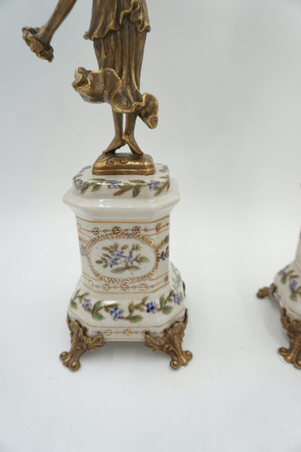 PARA ŚWIECZNIKÓW ANIOŁY PORCELANA Z BRĄZEM CUDO