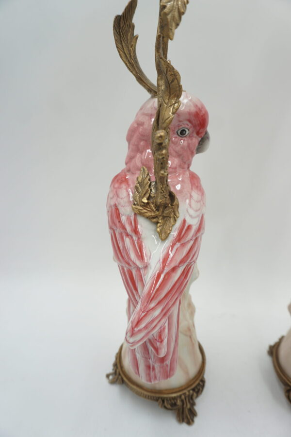 PARA ŚWIECZNIKÓW PAPUGI PORCELANA Z BRĄZEM CUDO