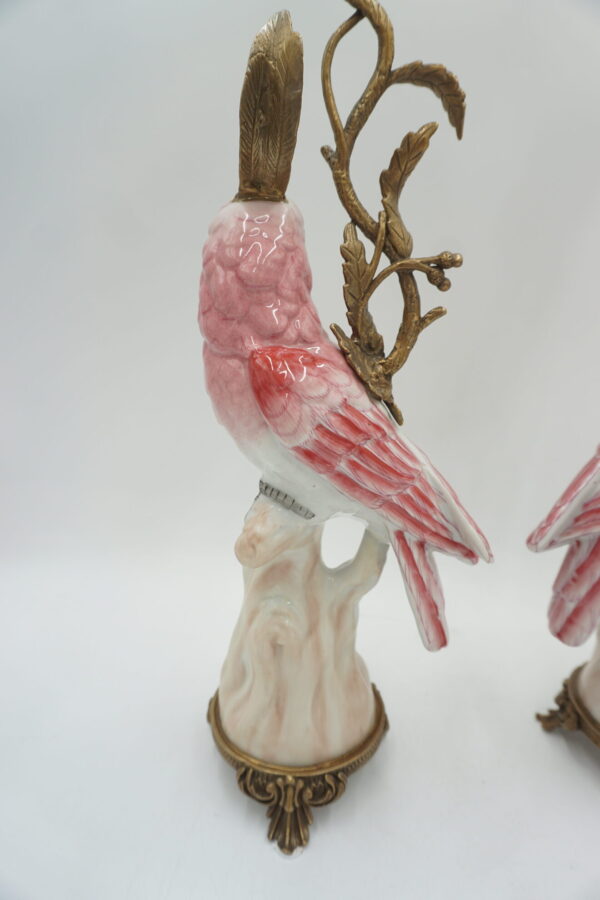 PARA ŚWIECZNIKÓW PAPUGI PORCELANA Z BRĄZEM CUDO