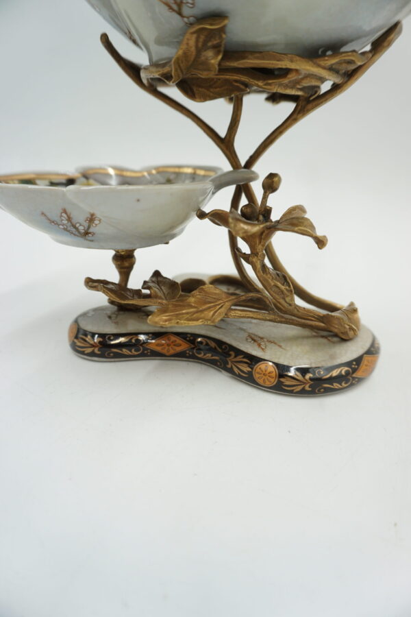 PIĘTROWA PATERKA PORCELANA Z BRĄZEM – PTASZEK