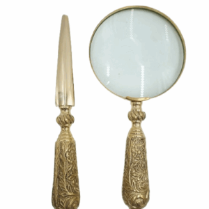 PIĘKNA LUPA SZKŁO POWIĘKSZAJĄCE + PRZECINAK DO LISTÓW MOSIĄDZ