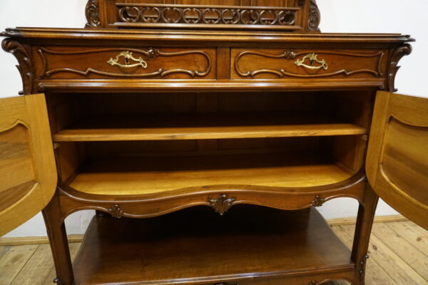 RZEŹBIONA KOMODA POMOCNIK Z NADSTAWKĄ LUDWIK ROCAILLE