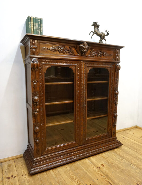 STARA PRZESZKLONA PODRĘCZNA BIBLIOTECZKA KOMODA BAREK NEORENESANS