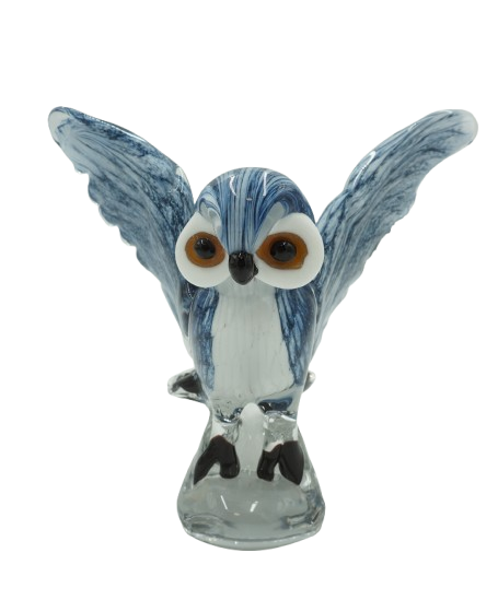 SZKŁO W STYLU MURANO, FIGURA SOWA ROZŁOŻONE SKRZYDŁA