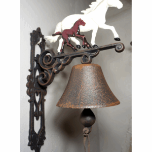 PIĘKNY ŻELIWNY DZWON DZWONECZEK KONIE