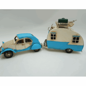METALOWY MODEL POJAZD CITROEN GARBUS Z PRZYCZEPĄ CAMPER PREZENT