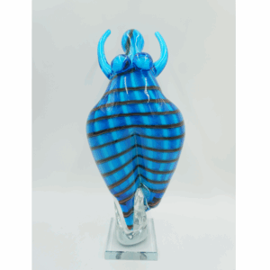 SZKLANA FIGURA STYL MURANO, NIEBESKA PUSZYSTA PANI