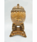 JAJO PORCELANOWE PODPARTE NA ANIOŁACH PORCELANA Z BRĄZEM SZKATUŁKA