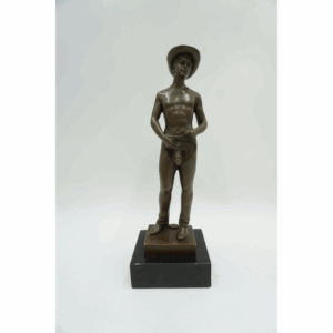 FIGURA Z BRĄZU AKT MĘSKI NAGI MĘŻCZYZNA KOWBOJ