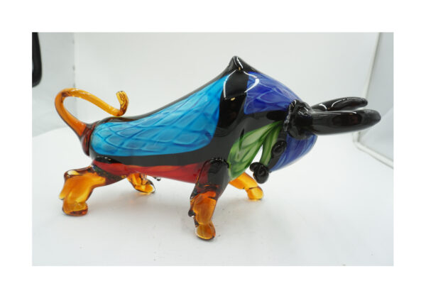 SZKLANA FIGURA STYL MURANO, BYK SYMBOL SIŁY GIEŁDA HOSSA