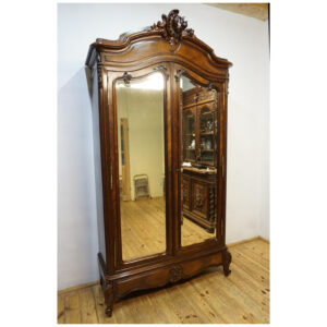 DWUDRZWIOWA SZAFA PAŁACOWA LUDWIK Z LUSTRAMI FRANCJA ROCAILLE PALISANDER