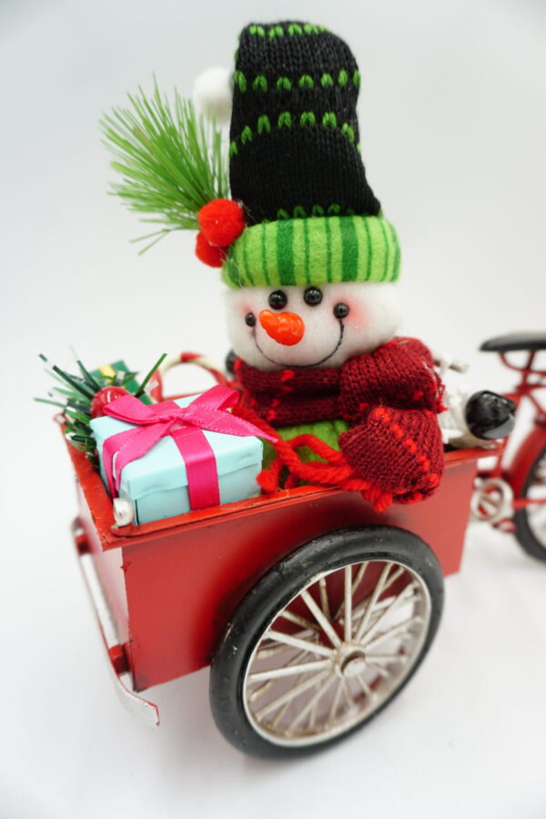 METALOWY MODEL ROWER ŚWIĄTECZNY BAŁWAN PREZENTY I CHOINKA DEKORACJA PREZENT
