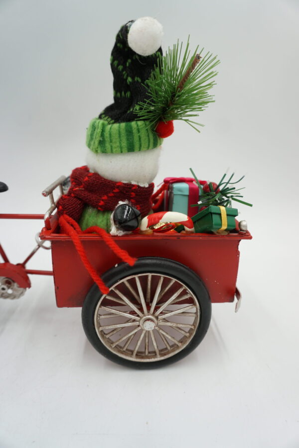 METALOWY MODEL ROWER ŚWIĄTECZNY BAŁWAN PREZENTY I CHOINKA DEKORACJA PREZENT