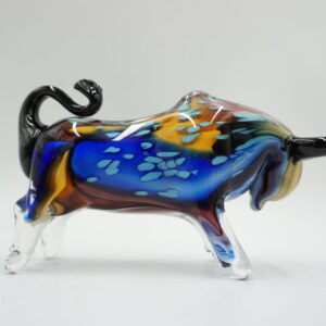 SZKLANA FIGURA STYL MURANO, BYK SYMBOL SIŁY GIEŁDA HOSSA