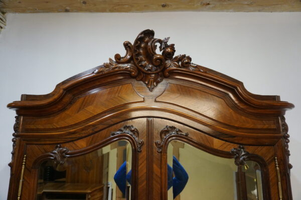 DWUDRZWIOWA SZAFA PAŁACOWA LUDWIK Z LUSTRAMI FRANCJA ROCAILLE PALISANDER