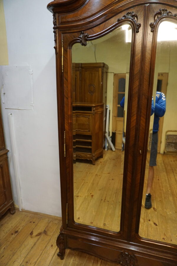 DWUDRZWIOWA SZAFA PAŁACOWA LUDWIK Z LUSTRAMI FRANCJA ROCAILLE PALISANDER