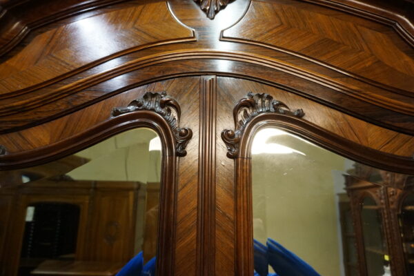 DWUDRZWIOWA SZAFA PAŁACOWA LUDWIK Z LUSTRAMI FRANCJA ROCAILLE PALISANDER