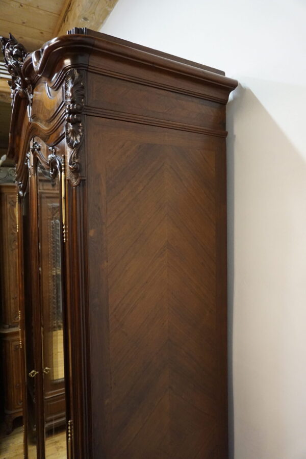 DWUDRZWIOWA SZAFA PAŁACOWA LUDWIK Z LUSTRAMI FRANCJA ROCAILLE PALISANDER