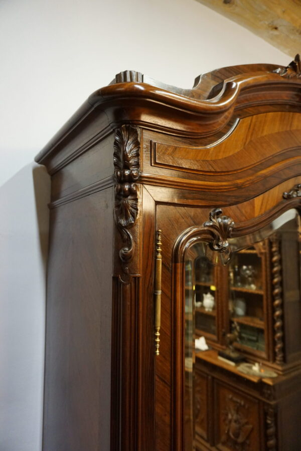 DWUDRZWIOWA SZAFA PAŁACOWA LUDWIK Z LUSTRAMI FRANCJA ROCAILLE PALISANDER