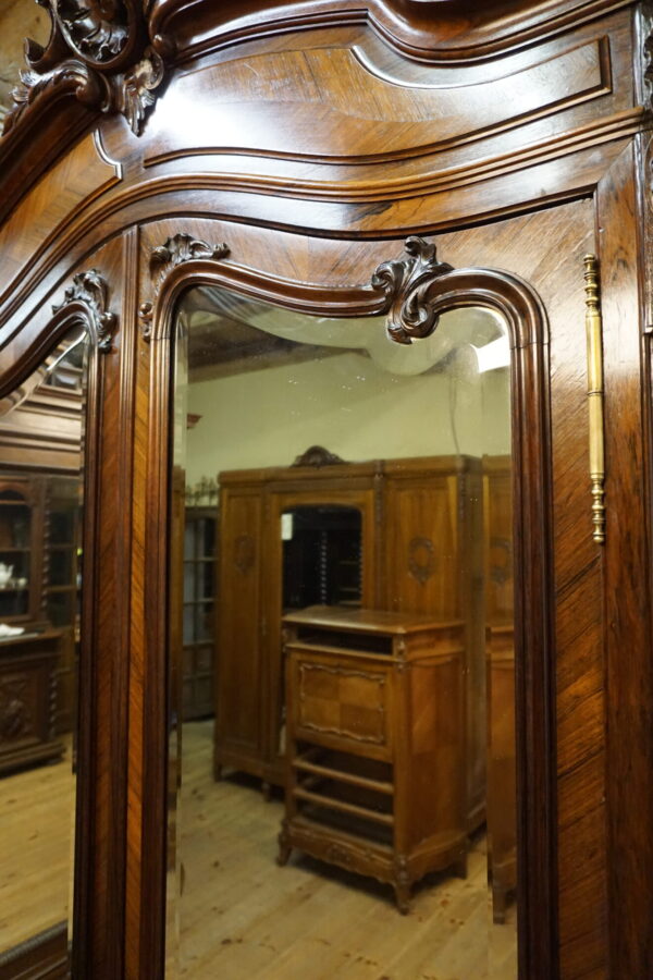 DWUDRZWIOWA SZAFA PAŁACOWA LUDWIK Z LUSTRAMI FRANCJA ROCAILLE PALISANDER