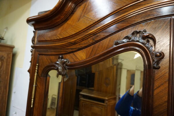 DWUDRZWIOWA SZAFA PAŁACOWA LUDWIK Z LUSTRAMI FRANCJA ROCAILLE PALISANDER