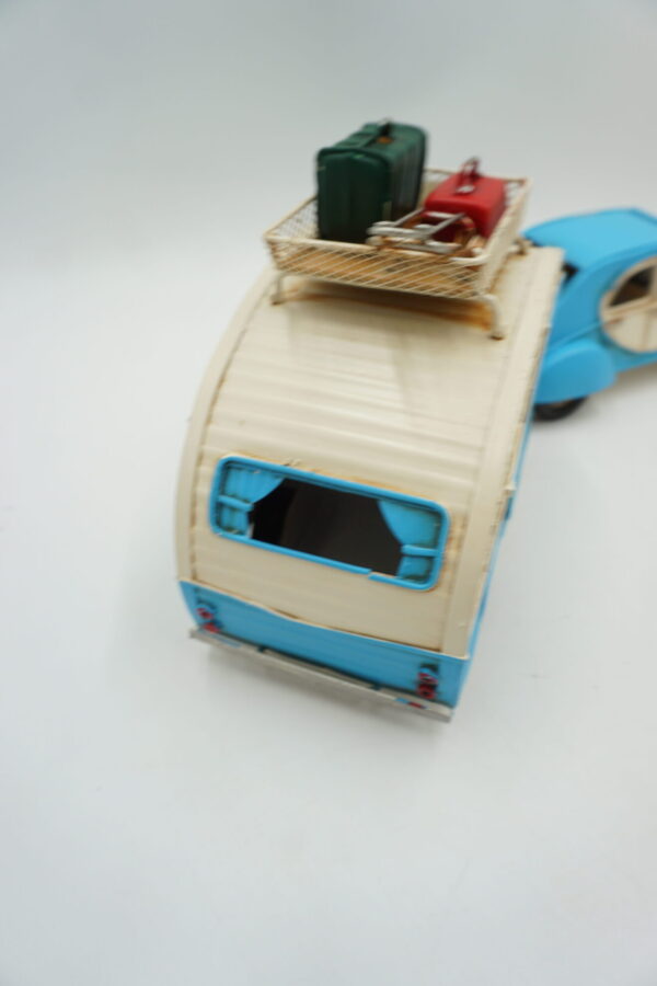 METALOWY MODEL POJAZD CITROEN GARBUS Z PRZYCZEPĄ CAMPER PREZENT