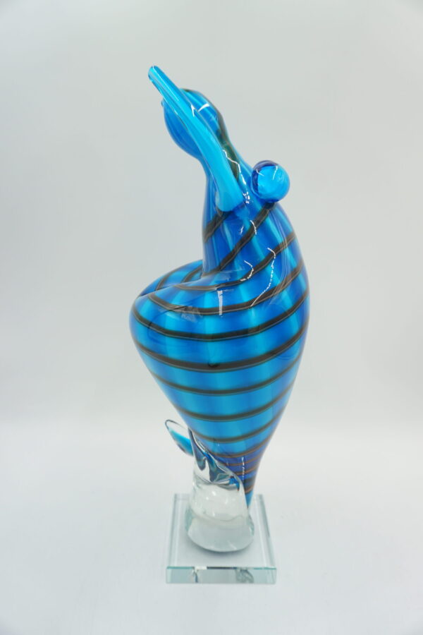 SZKLANA FIGURA STYL MURANO, NIEBESKA PUSZYSTA PANI