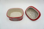 SZKATUŁKA PUZDERKO OWALNECZERWONE PORCELANA Z BRĄZEM