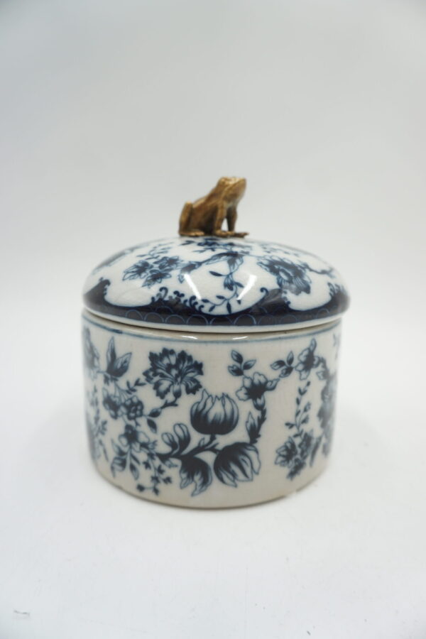 SZKATUŁKA PUZDERKO ŻABKA PORCELANA Z BRĄZEM