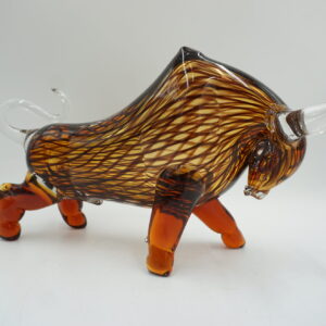 SZKLANA FIGURA STYL MURANO, BYK SYMBOL SIŁY GIEŁDA HOSSA