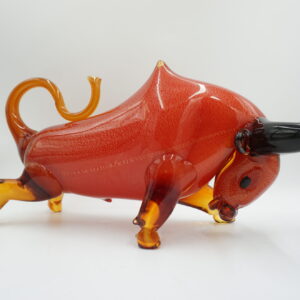 SZKLANA FIGURA STYL MURANO, BYK SYMBOL SIŁY GIEŁDA HOSSA