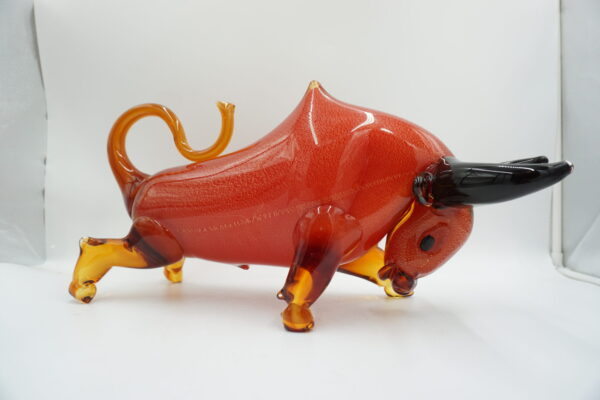 SZKLANA FIGURA STYL MURANO, BYK SYMBOL SIŁY GIEŁDA HOSSA