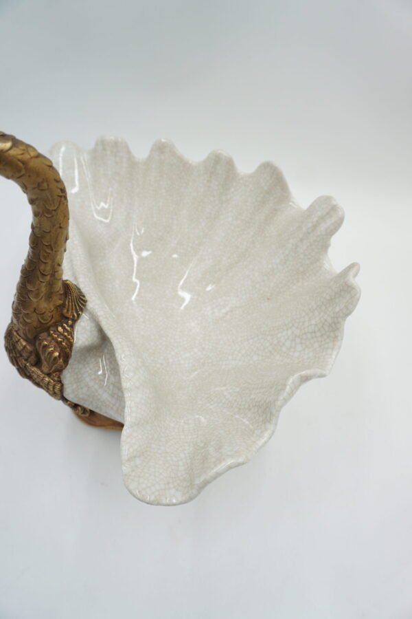 PORCELANA+BRĄZ PATERA MISA ŁABĘDŹ