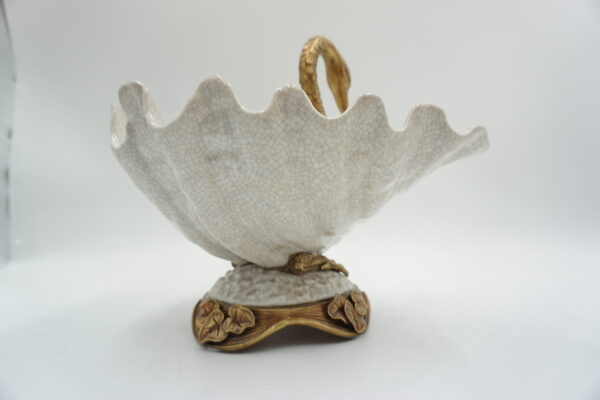 PORCELANA+BRĄZ PATERA MISA ŁABĘDŹ