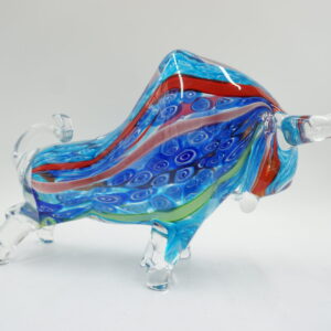 SZKLANA FIGURA STYL MURANO, BYK SYMBOL SIŁY GIEŁDA HOSSA