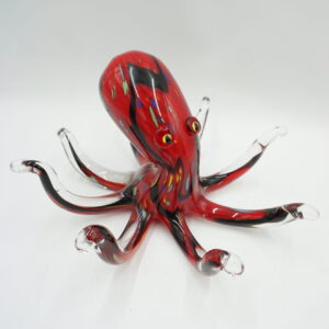 FIGURKA SZKLANA STYL MURANO CZERWONA OŚMIORNICA