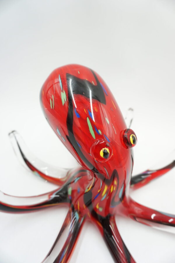 FIGURKA SZKLANA STYL MURANO CZERWONA OŚMIORNICA