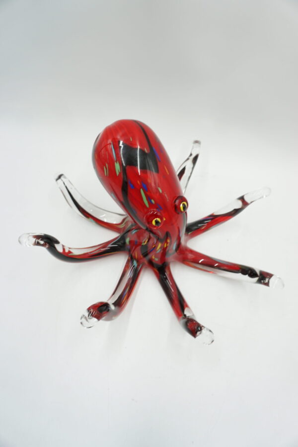 FIGURKA SZKLANA STYL MURANO CZERWONA OŚMIORNICA