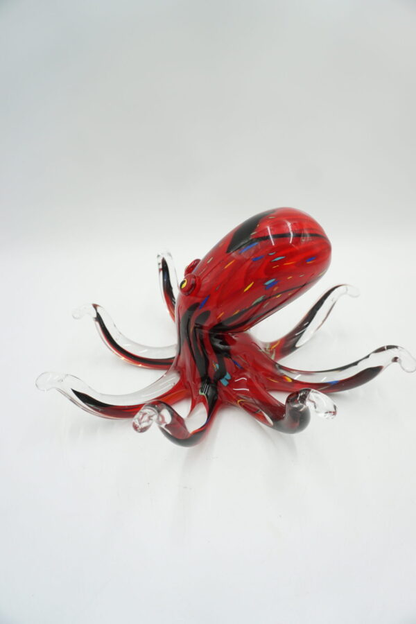 FIGURKA SZKLANA STYL MURANO CZERWONA OŚMIORNICA