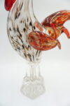 FIGURKA SZKLANA STYL MURANO BIAŁO-CZERWONY KOGUT