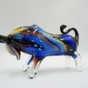 SZKLANA FIGURA STYL MURANO, BYK SYMBOL SIŁY GIEŁDA HOSSA