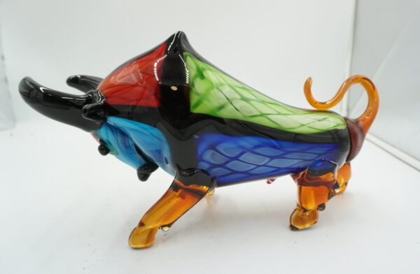 SZKLANA FIGURA STYL MURANO, BYK SYMBOL SIŁY GIEŁDA HOSSA