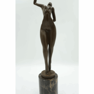 FIGURA Z BRĄZU AKT NAGA ZMYSŁOWA KOBIETA Z RĘKĄ DO GÓRY