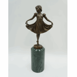 FIGURA Z BRĄZU DZIEWCZYNKA W SUKIENCE - MŁODA TANCERKA BALETNICA