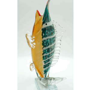 SZKŁO MURANO, FIGURKA DUŻA RYBA NA OGONIE