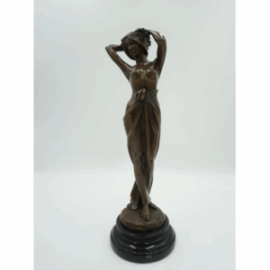 FIGURA Z BRĄZU AKT NAGA WYSOKA ZMYSŁOWA KOBIETA Z CHUSTĄ